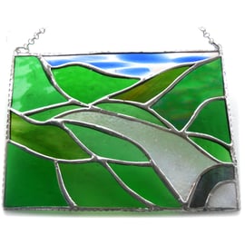 River Valley Panel Stained Glass Landscape Picture Wye 008