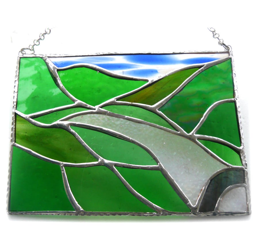 River Valley Panel Stained Glass Landscape Picture Wye 008