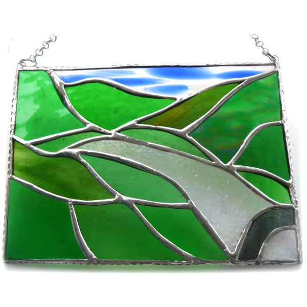 River Valley Panel Stained Glass Landscape Picture Wye 008