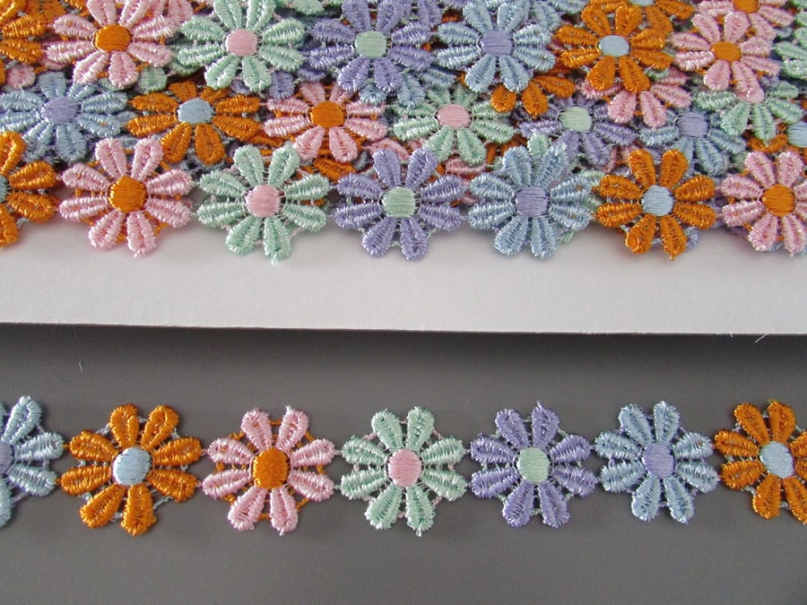 Multicolour Daisy Venise Guipure Lace sold by the metre