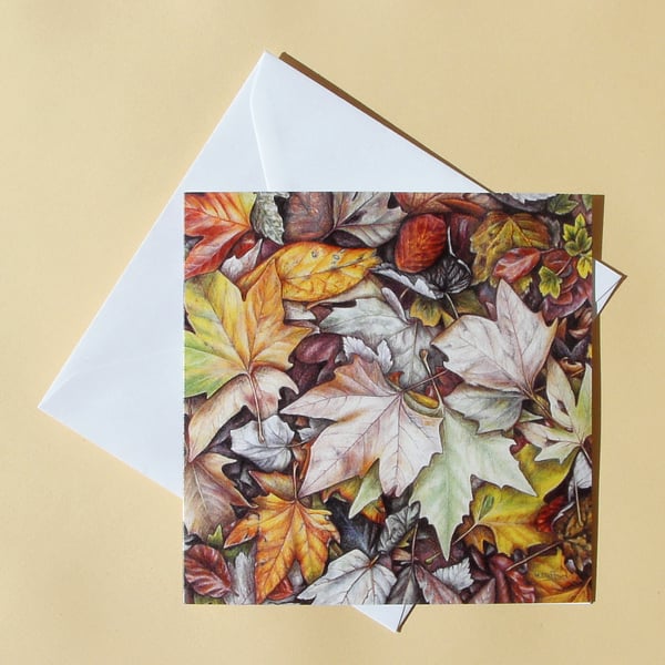 Greetings Card - Blank - Fallen Leaves No.4