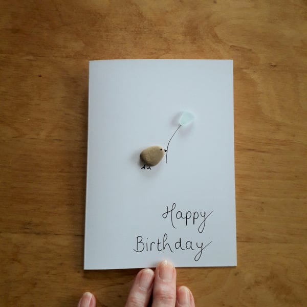 Sea Glass & Pebble Birthday Card, Unique Handmade Cards