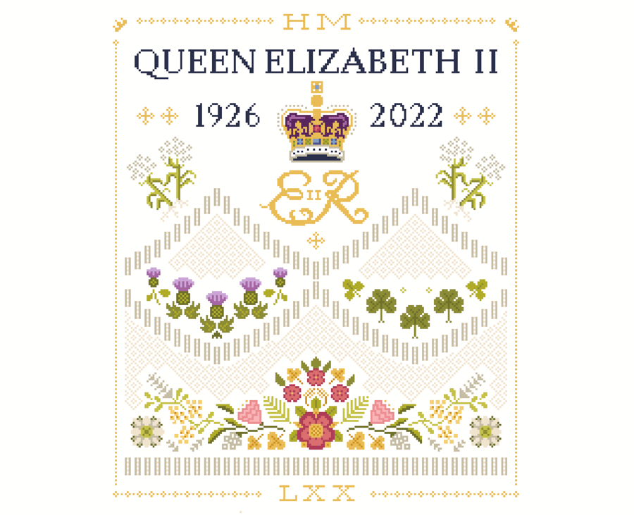 093 - Cross Stitch Sampler to commemorate HM Queen Elizabeth II 