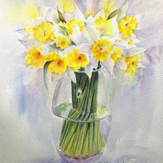 Watercolour with daffodils
