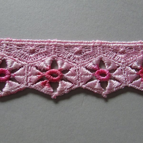 Pink Ombre Venise Guipure Lace sold by the metre