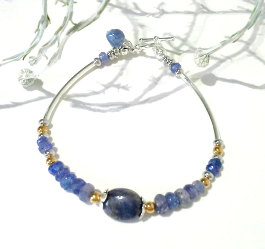 Tanzanite Silver & Gold Plate Bracelet (Help for Charity)