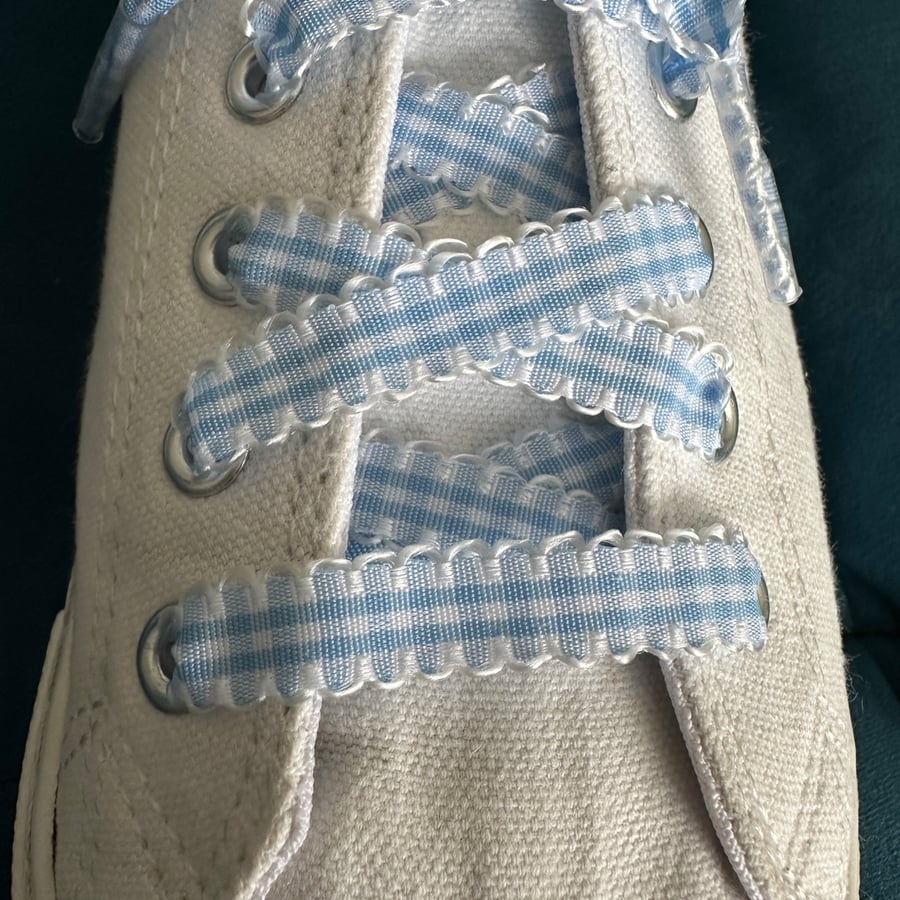Gingham Ribbon Shoelaces 120cm Decorative Laces for Trainers Free Delivery