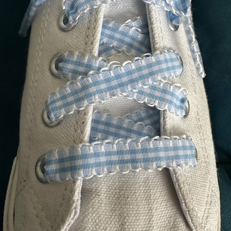 Gingham Ribbon Shoelaces 120cm Decorative Laces for Trainers Free Delivery