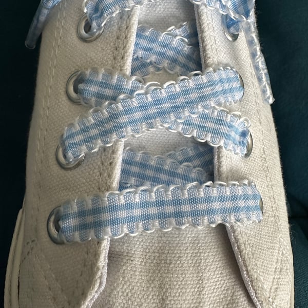 Gingham Ribbon Shoelaces 91cm Decorative Laces for Trainers Free Delivery