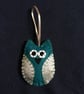 Silver and Teal Christmas Owl Felt Ornament  - Image 5