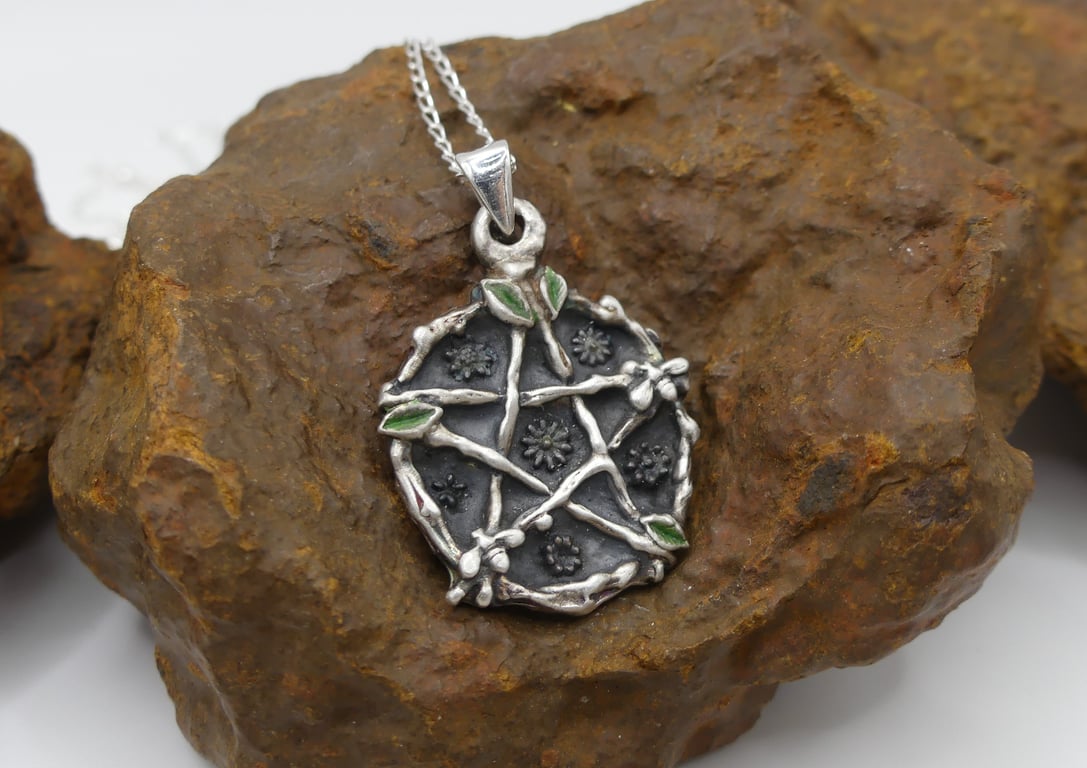 Recycled Sterling Silver Natures Pentacle Pendant Necklace.