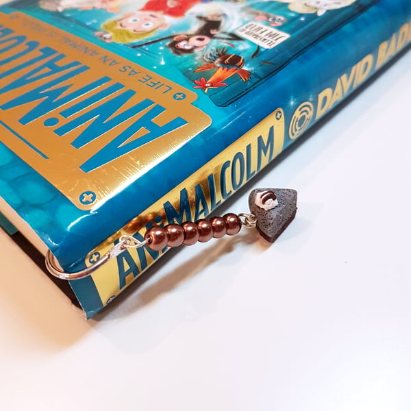 Retro chocolate cake slice bookmark Quirky, fun, unique, handmade, novel
