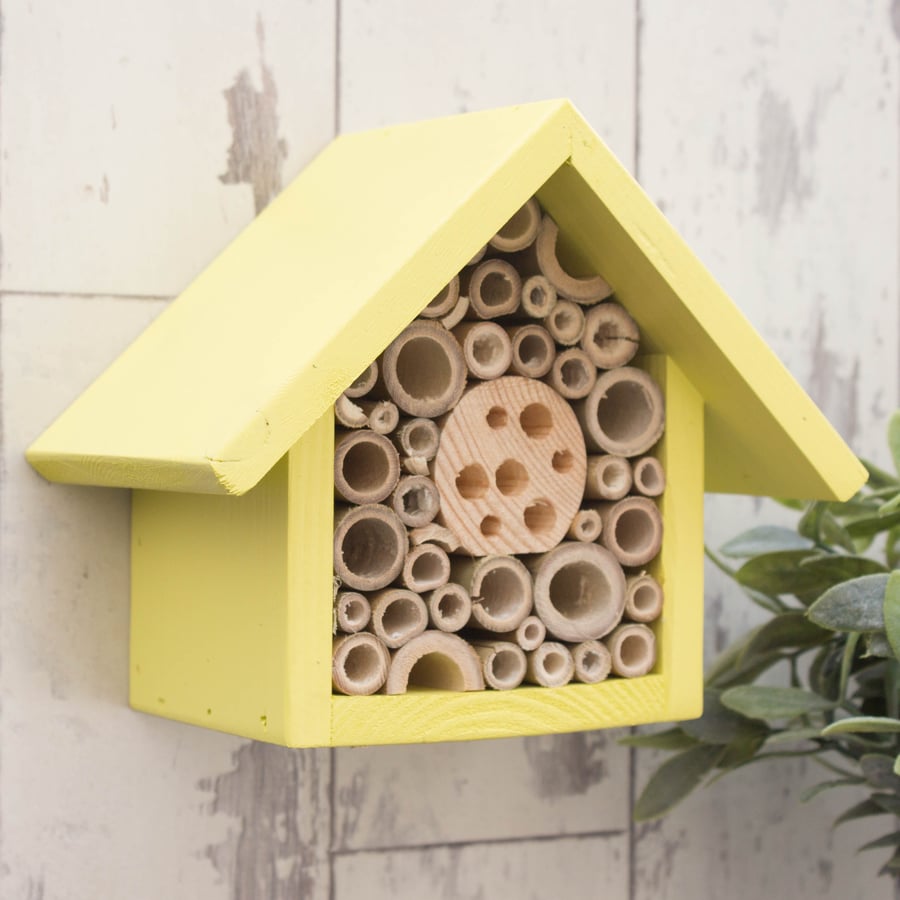 Mason Bee House, Insect House, Bug Box, in Dazzling Yellow