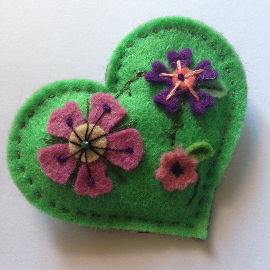 Green Heart  Brooch Perfectly Imperfect