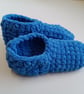 Crochet Slipper Socks (Blue) - cosy and comfortable! - Image 1