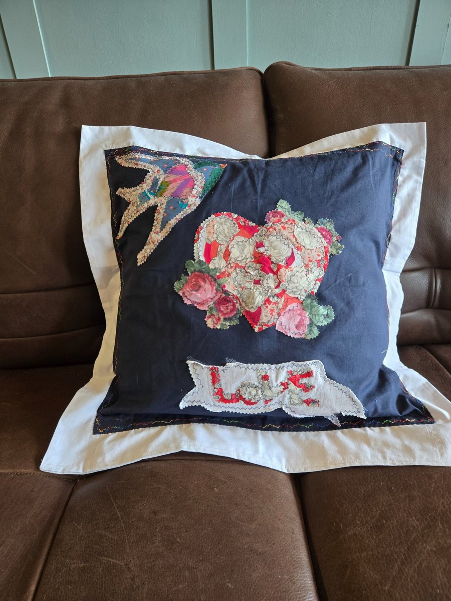 Beautiful handmade art collage cushion cover