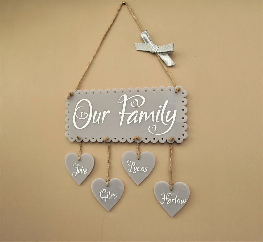 Personalised Our Family Plaque. Housewarming gift. Mother's Day, Family plaque. 