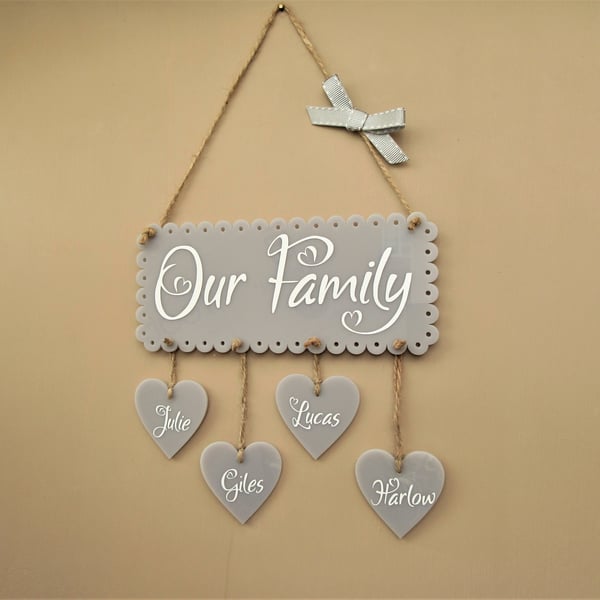 Personalised Our Family Plaque. Housewarming gift. Mother's Day, Family plaque. 