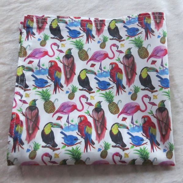 Liberty Lawn handkerchief. Tropical design. Cotton handkerchief.