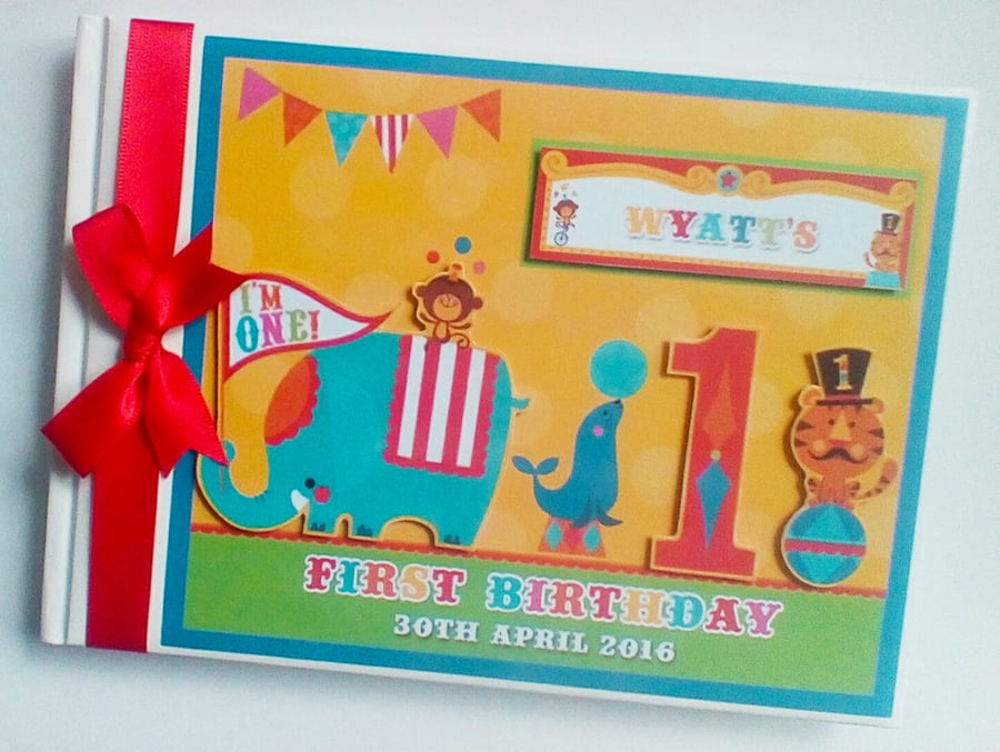 Circus birthday guest book, fisher price birthday party book, gift