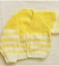 Baby's Knitted Cardigan with Yellow Stripes, Baby Shower Gift, Baby Gift - Image 5