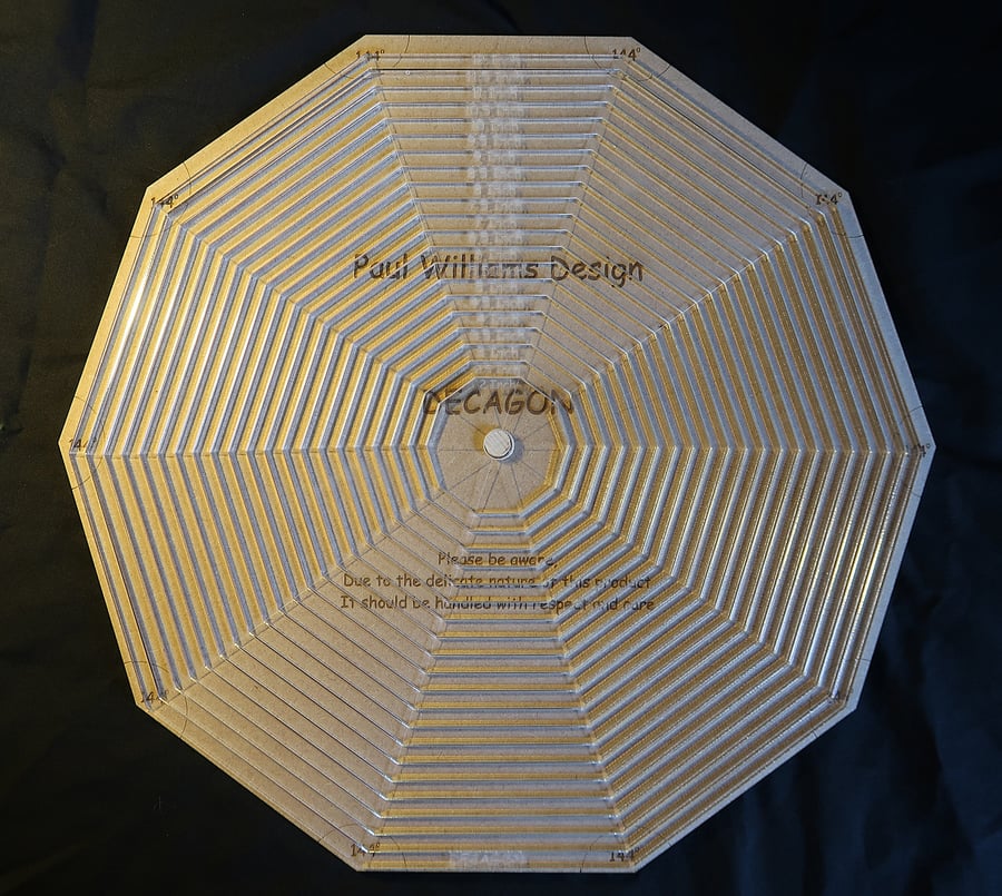 12 inch Decagon quilting or origami template, 21 template set , stencil, 