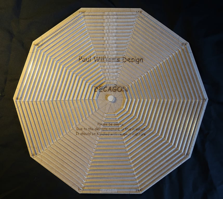 12 inch Decagon quilting or origami template, 21 template set , stencil, 