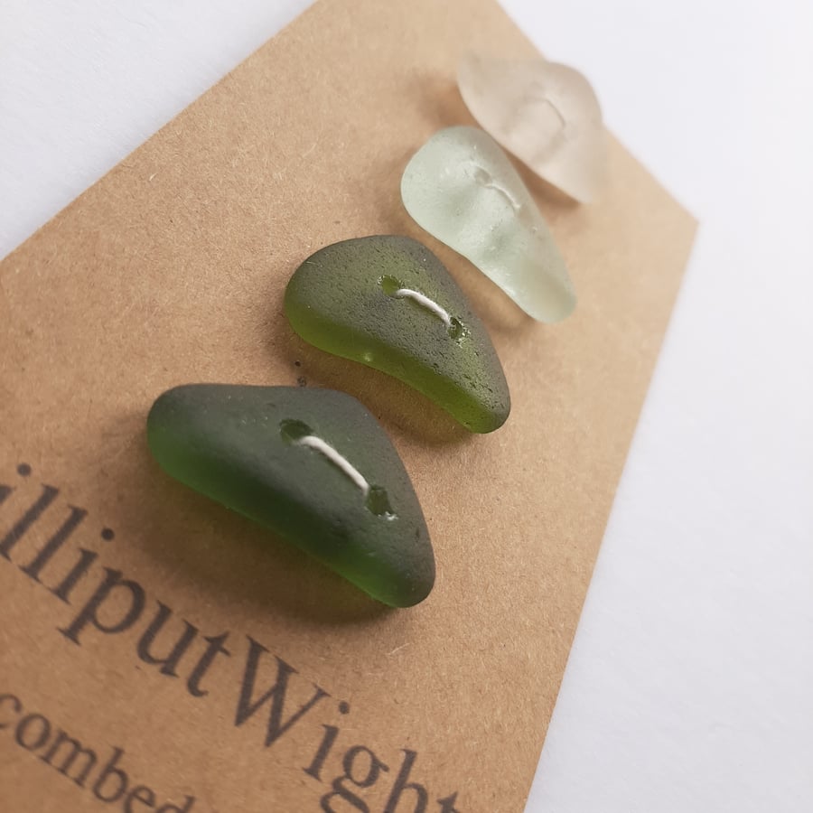 Set of four mixed colour sea glass buttons