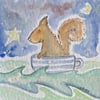 Baby Squirrel star teacup  Original painting Jo Roper