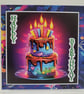 Neon Effect Birthday Card - Birthday Cake - Image 1