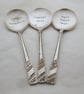 Three Rude Cereal Spoons, Handstamped Dessertspoon Set - Image 3