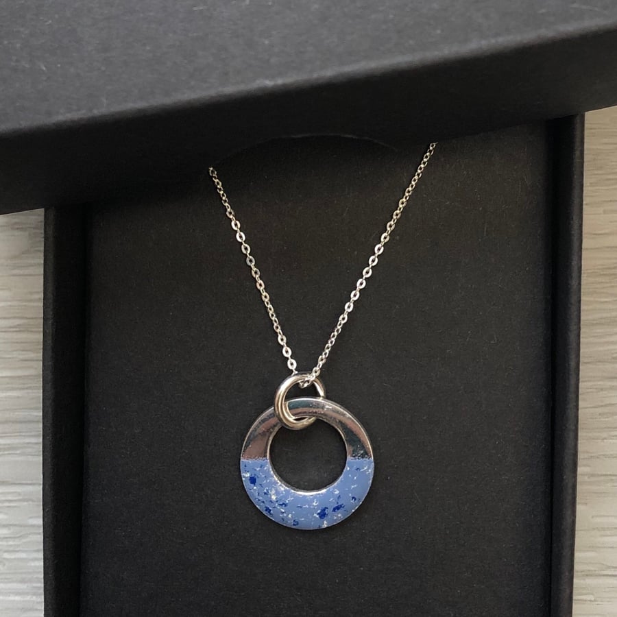 Sterling silver & enamel washer necklace 