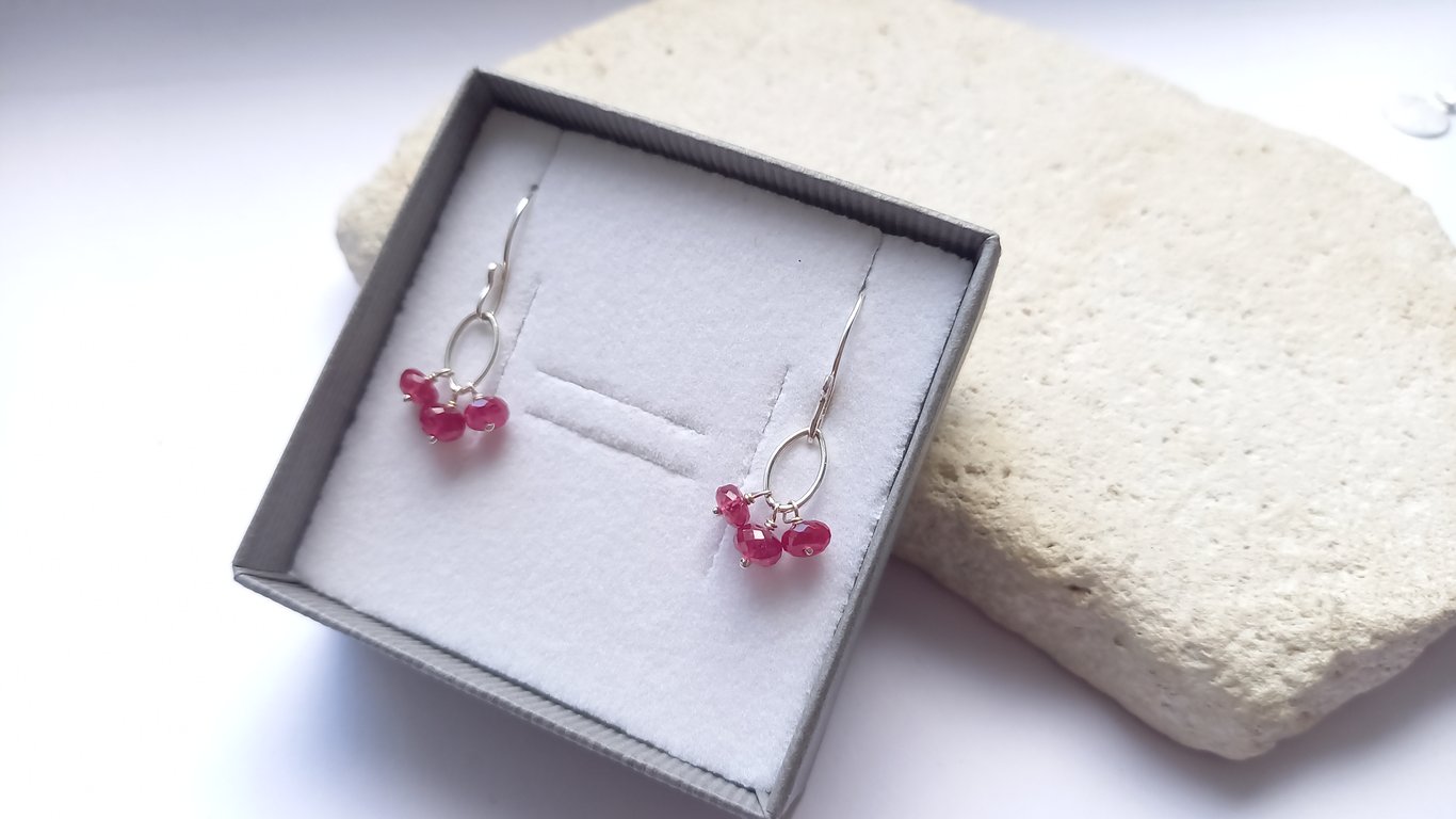 Perfectly Imperfect Ruby Gemstone Navette Earrings