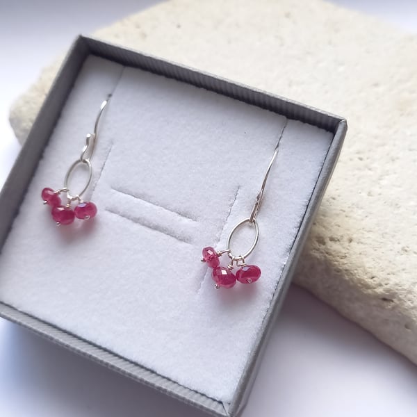 Perfectly Imperfect Ruby Gemstone Navette Earrings