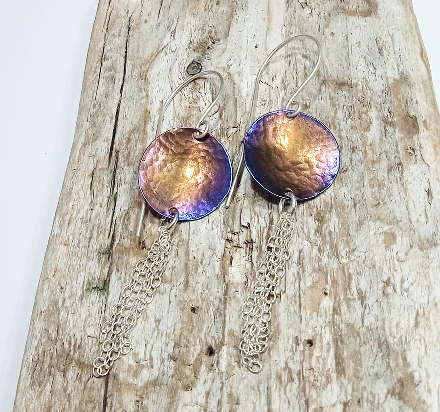  Coloured Titanium and Sterling Silver Earrings - UK Free Post