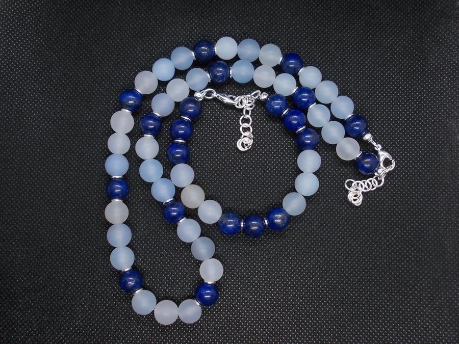 Sale - Frosted agate and Lapis Lazuli set