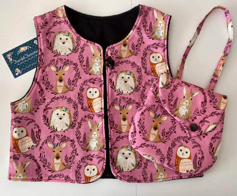 Cute Toddler Vest Style Gilet - woodland animal  design - age 3 years 