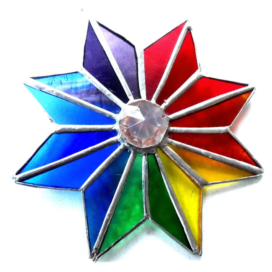  SOLD Star Rainbow Crystal Stained Glass Suncatcher 009