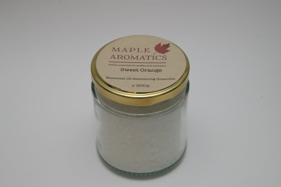 Maple Aromatics Sweet Orange Essential Oil Vegan 200g Simmering Granules