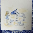 Beach Pottery Pets - Original Watercolour and Ink Painting