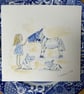 Beach Pottery Pets - Original Watercolour and Ink Painting - Image 1