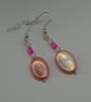 Oval shell earrings and pink shell beads - Image 2