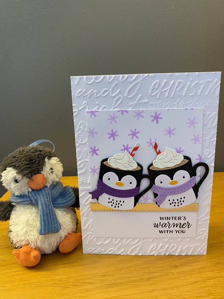 Handmade Christmas Card – Winter is Warmer With You - Penguin Mug Christmas Card
