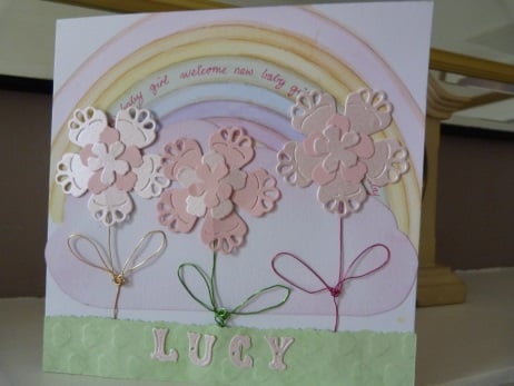 New Baby Girl Personalised Rainbow Card