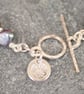 Hand knotted pearl bracelet with toggle clasp, Pearl wedding toggle bracelet - Image 4