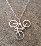 Silver Handpierced 3 Bikes Cycling triangular Pendant Necklace - Image 3