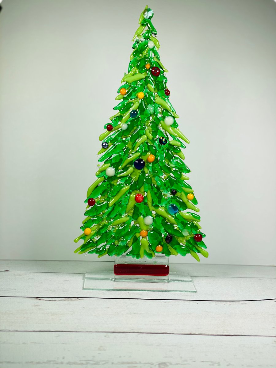Free standing fused glass Christmas tree , Christmas decoration, ornament 