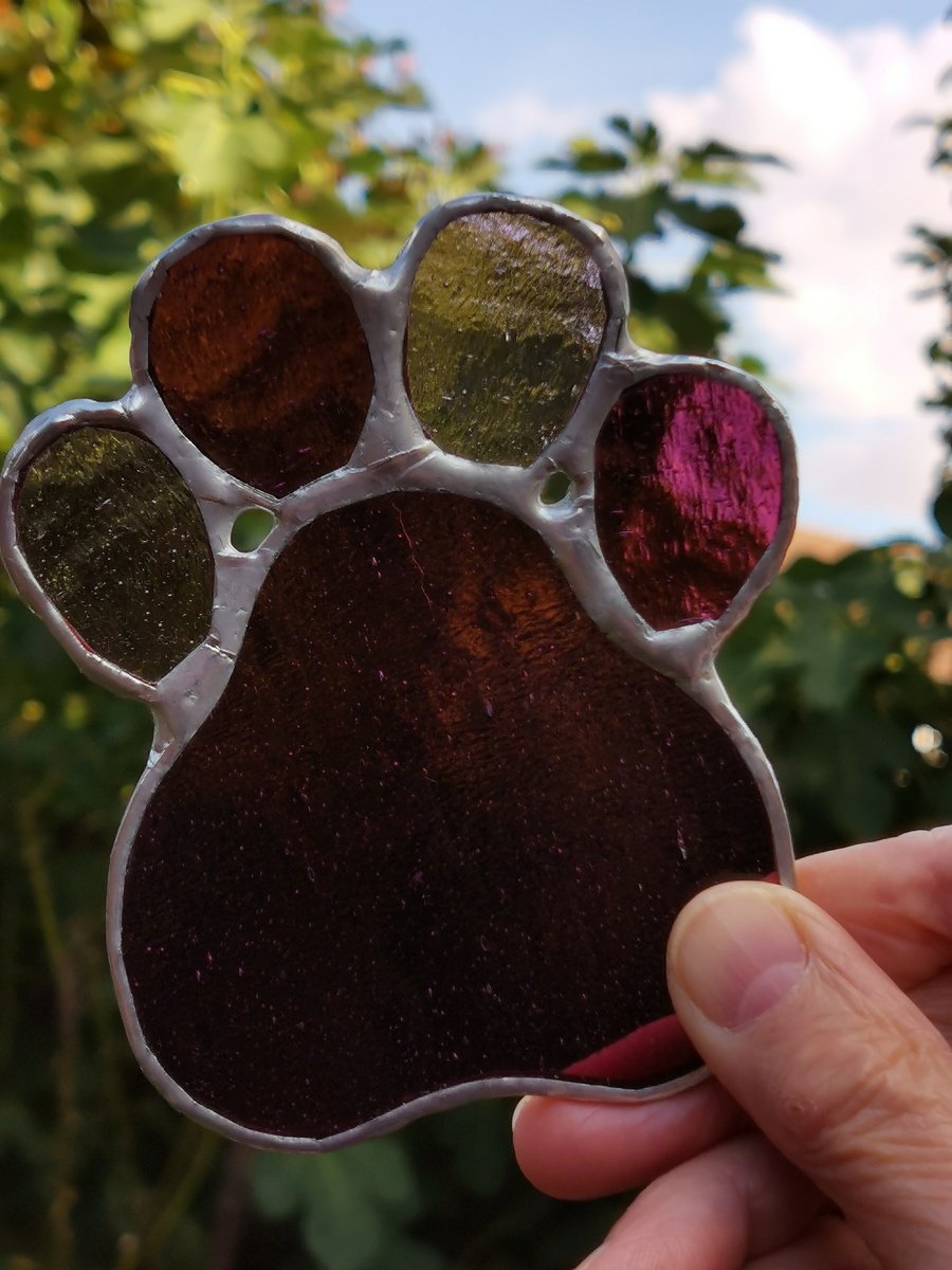Stained glass cat paw coaster