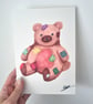 Limited Edition Patchwork Teddy Art Print - Image 2