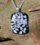 Silver leaves dichroic glass pendant necklace, fused glass necklace F45 - Image 3